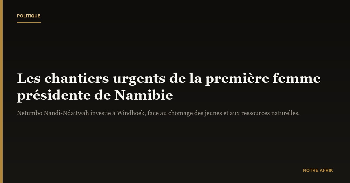 Namibie : les chantiers urgents de Nandi-Ndaitwah, première femme présidente du pays