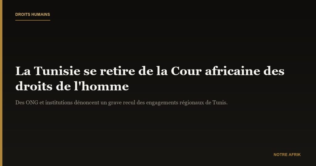 Cour africaine des droits de l'homme : la Tunisie se retire, les ONG s’indignent