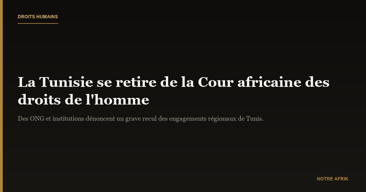 Cour africaine des droits de l'homme : la Tunisie se retire, les ONG s’indignent