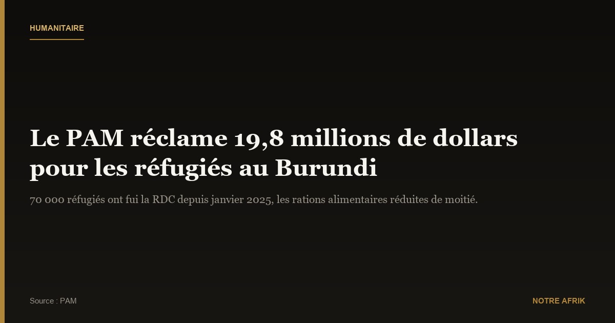 Burundi : le Programme alimentaire mondial sollicite des fonds d'urgence