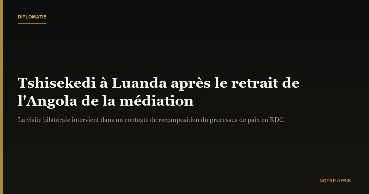 RD Congo : Felix Tshisekedi en visite à Luanda après le retrait de l'Angola de la médiation