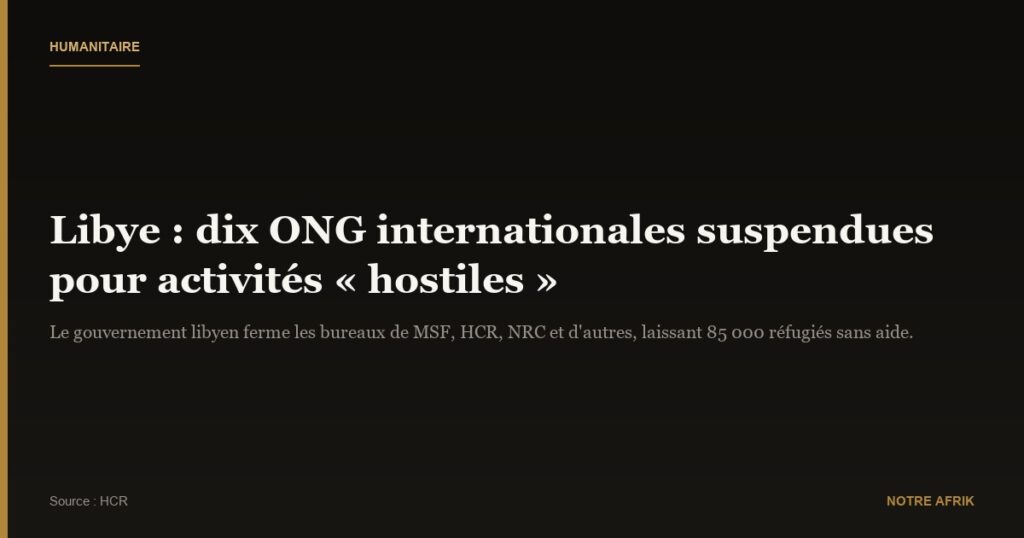 Libye : suspension de dix ONG internationales pour activités « hostiles »