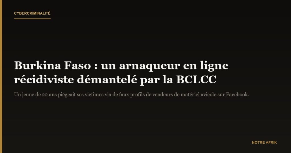 Burkina Faso : Démantèlement d'une arnaque en ligne par la Brigade Centrale de Lutte Contre la Cybercriminalité