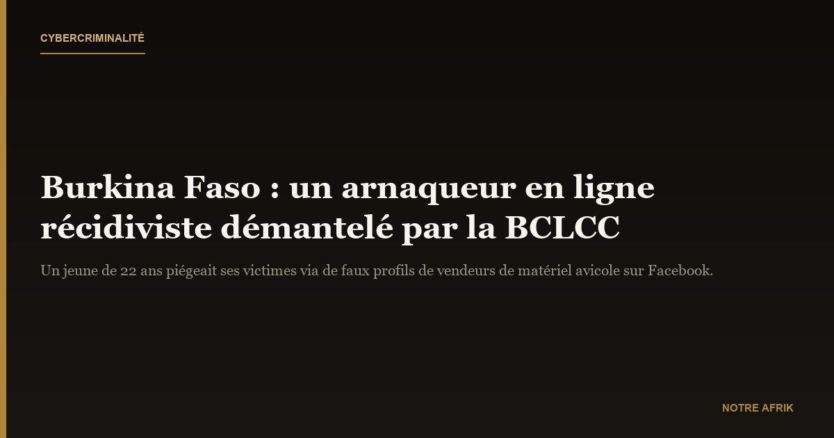 Burkina Faso : Démantèlement d'une arnaque en ligne par la Brigade Centrale de Lutte Contre la Cybercriminalité