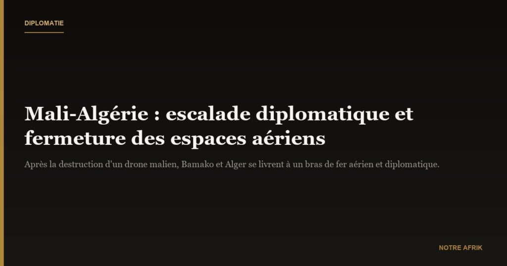 Mali : fermeture de l’espace aérien à l’Algérie en réponse à une montée des tensions