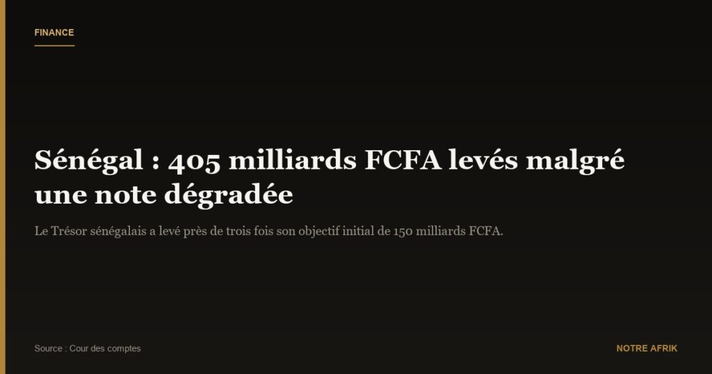 Sénégal : 405 Milliards FCFA levés malgré une note souveraine dégradée