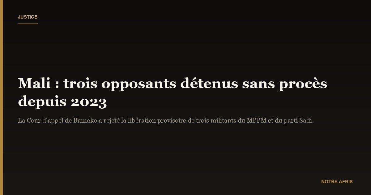 Mali : trois figures de l’opposition toujours incarcérées après des aveux douteux