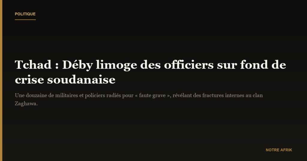 Tchad : le président Déby limoge des officiers sur fond de crise soudanaise