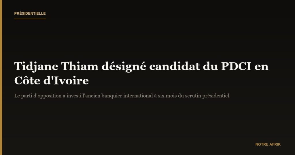 Côte d'Ivoire : Tidjane Thiam porté par l’opposition pour la présidentielle