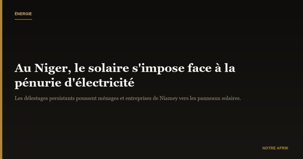 Niger : le solaire pour faire face à la pénurie d'électricité