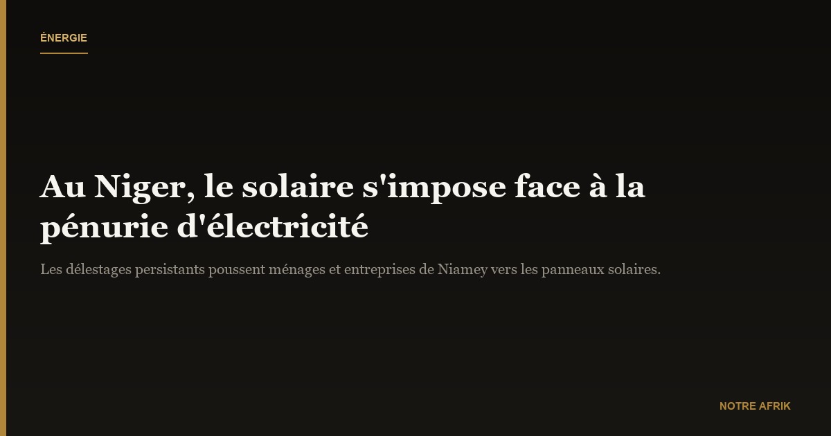 Niger : le solaire pour faire face à la pénurie d'électricité