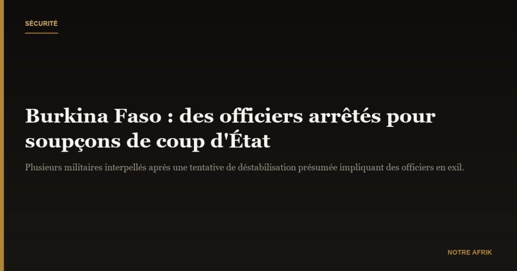 Burkina Faso : arrestation d'officiers sur fond de soupçons de coup d'État