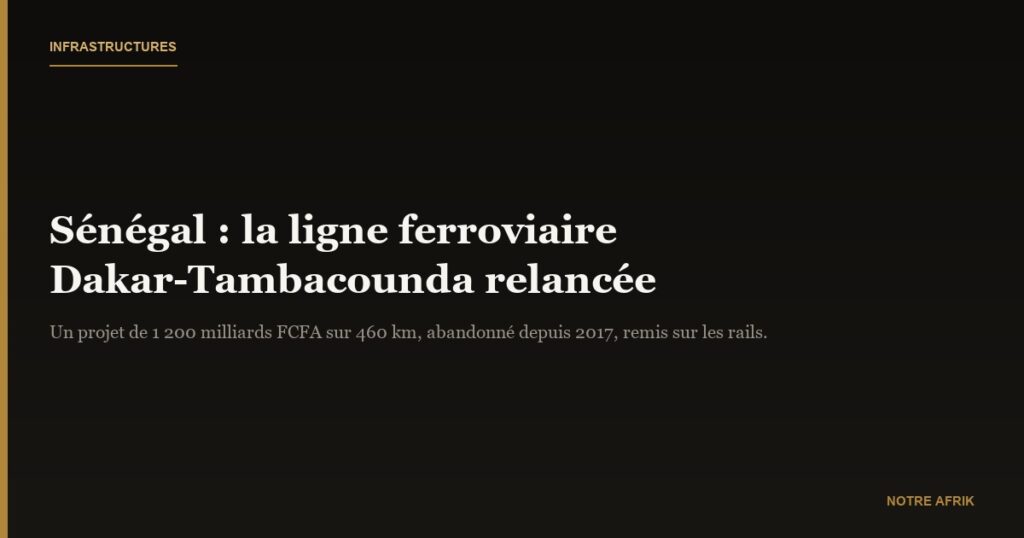 Sénégal : relance du projet ferroviaire Dakar-Tamba à 1 200 milliards FCFA