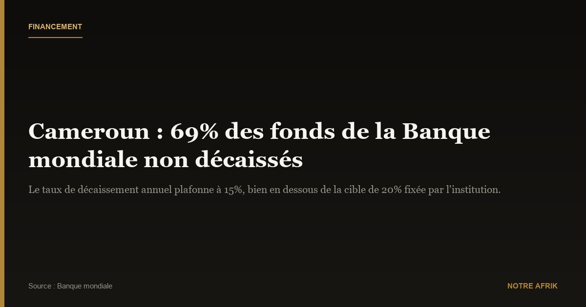 Cameroun : la Banque mondiale inquiète du faible décaissement de ses fonds