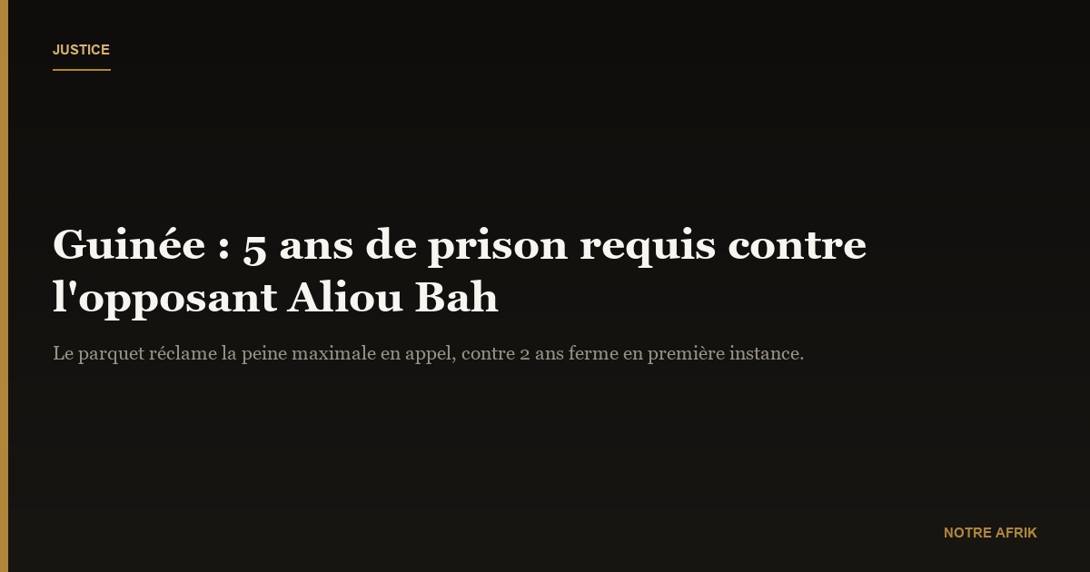 Guinée : 5 ans de prison requis contre un opposant