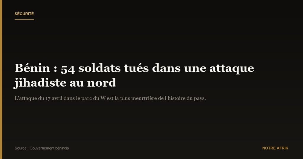 Bénin : le gouvernement confirme la mort de 54 soldats dans une attaque jihadiste