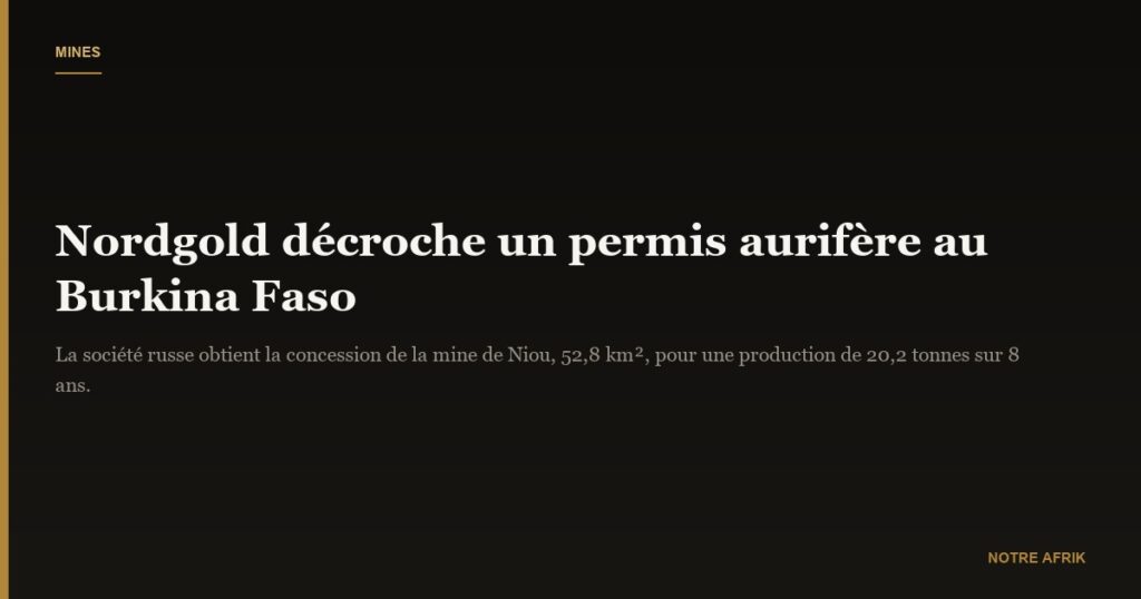 Burkina Faso : Nordgold décroche une concession minière pour un projet aurifère