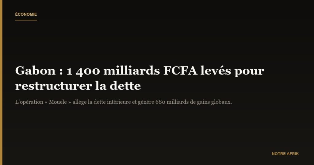 Gabon : un emprunt record de 1 400 milliards FCFA pour alléger la dette