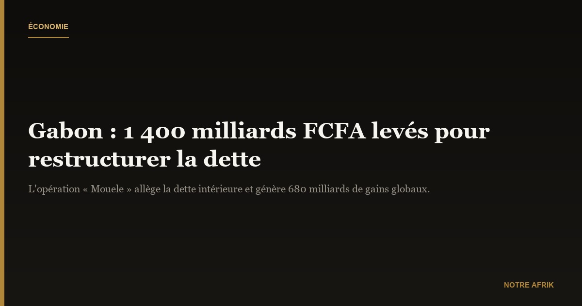 Gabon : un emprunt record de 1 400 milliards FCFA pour alléger la dette