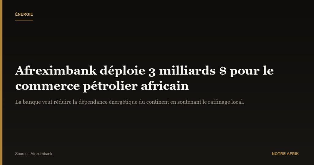 Pétrole : Afreximbank mise 3 milliards $ sur le commerce africain