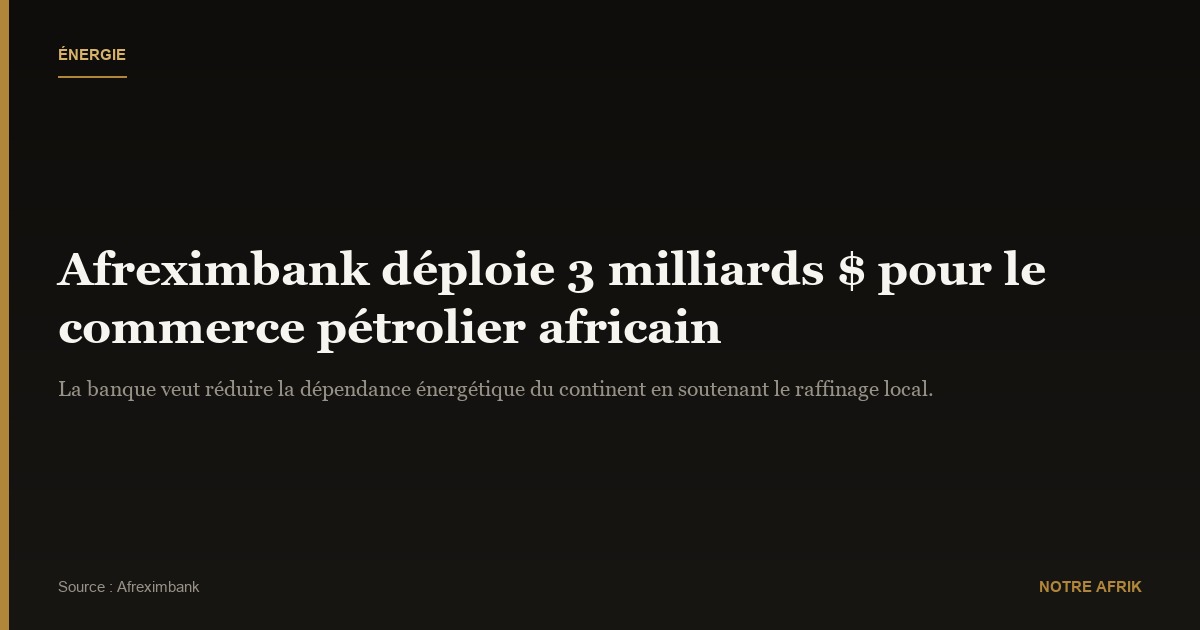 Pétrole : Afreximbank mise 3 milliards $ sur le commerce africain