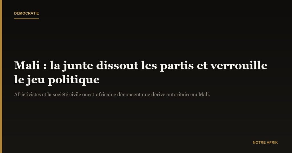 Mali : Africtivistes alerte sur la dérive autoritaire