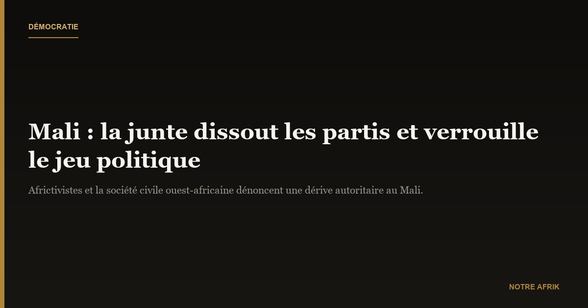 Mali : Africtivistes alerte sur la dérive autoritaire