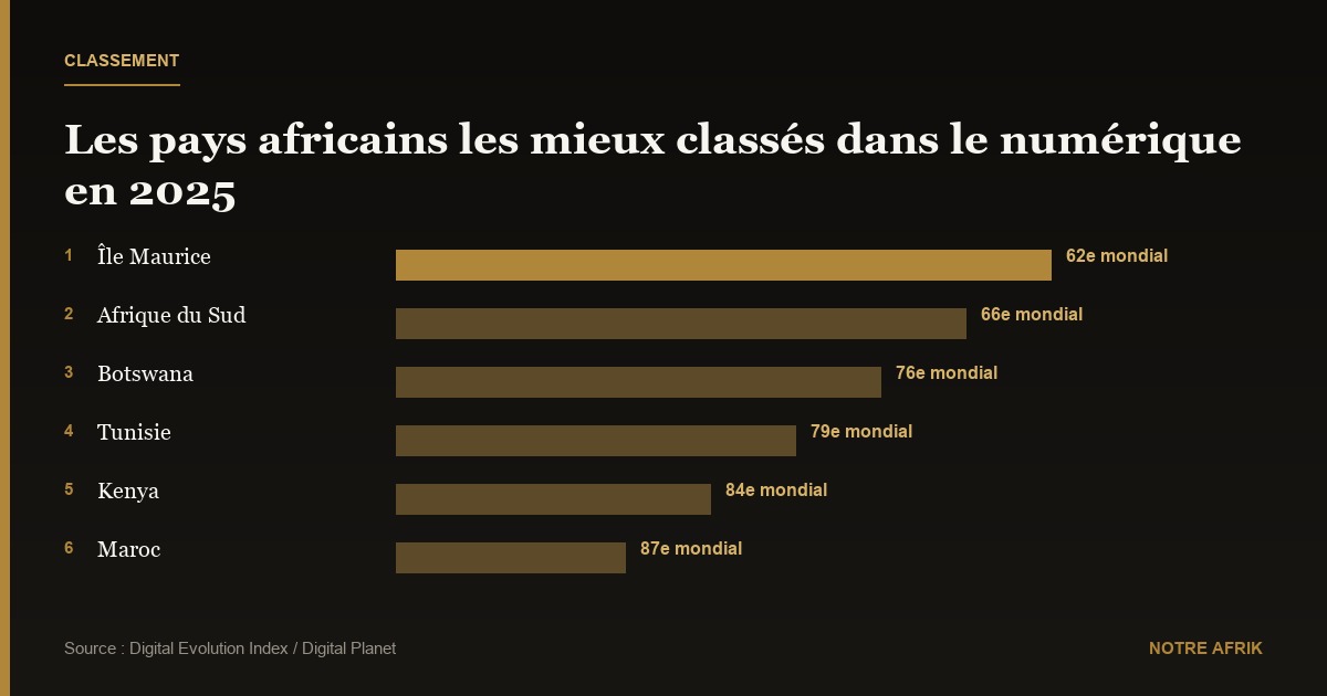 Numérique : l’île Maurice, l’Afrique du Sud et le Botswana en tête en Afrique