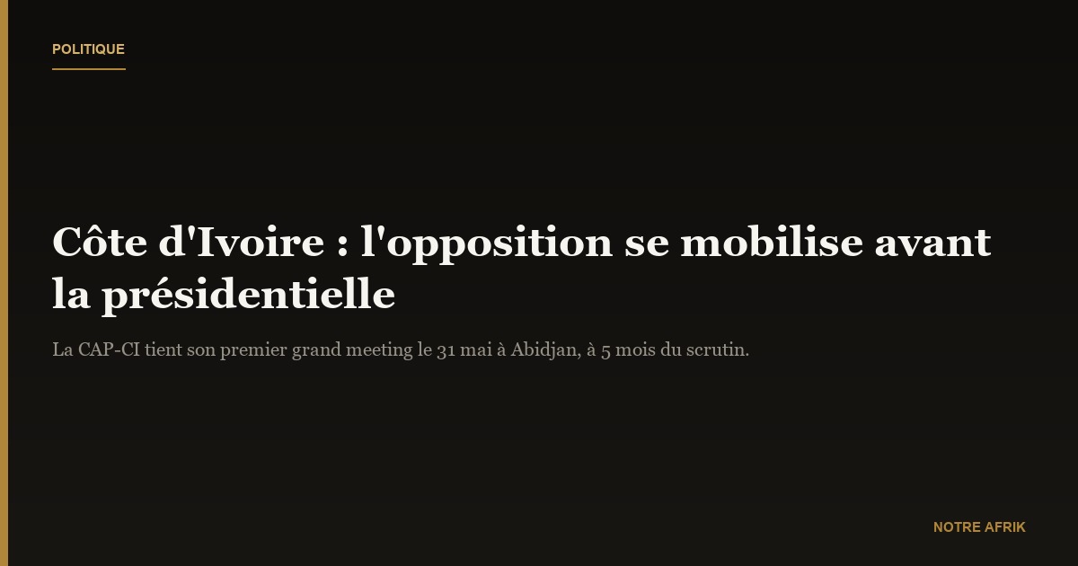 Côte d'Ivoire : premier rassemblement de l’opposition prévu fin mai