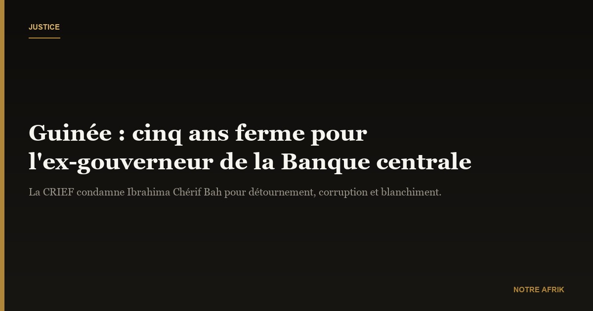 Guinée : Ibrahima Chérif Bah écope de cinq ans de réclusion ferme