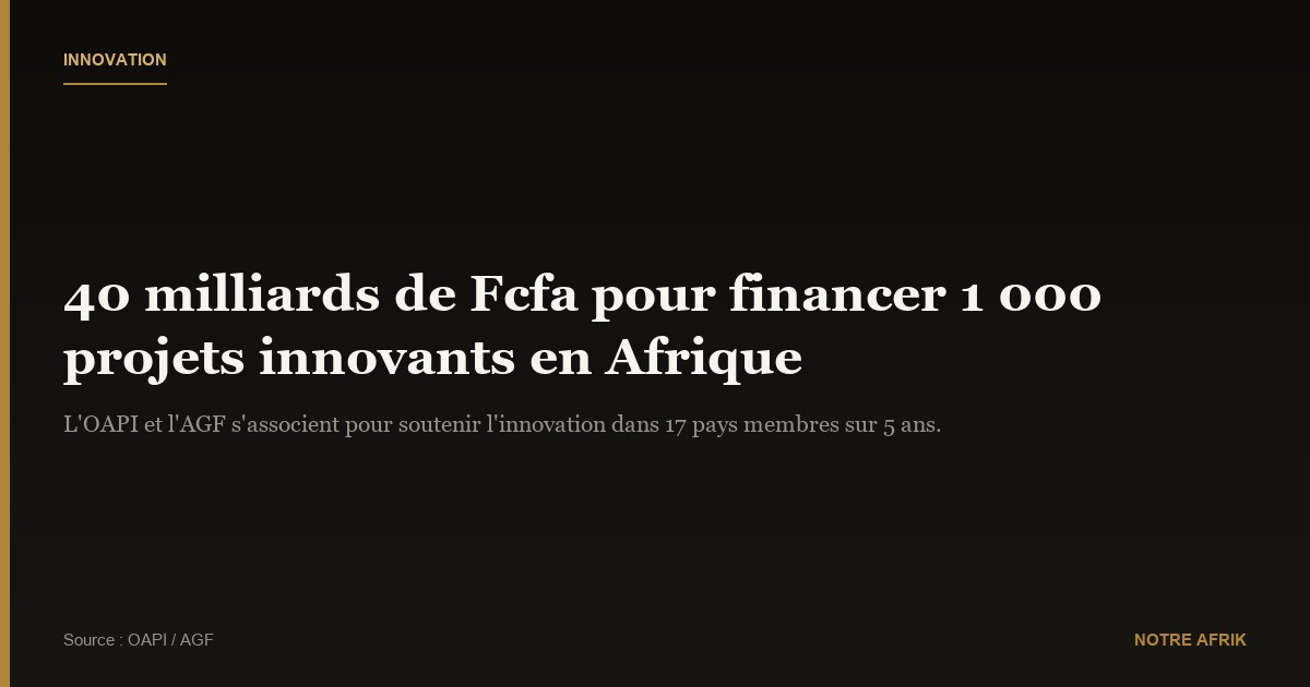 Afrique : 40 milliards de Fcfa pour soutenir 1 000 projets innovants