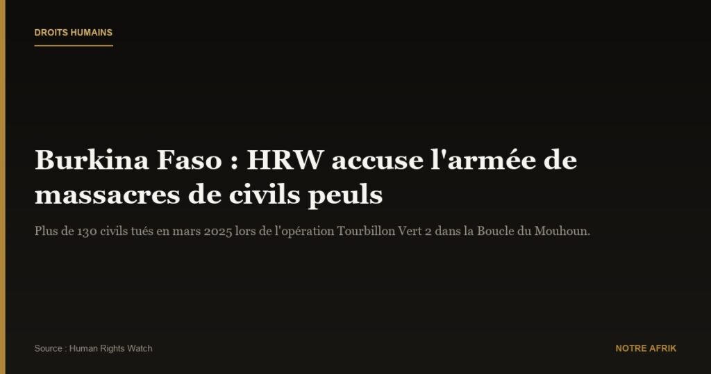 Burkina Faso : HRW accuse l’armée de diriger des massacres ethniques