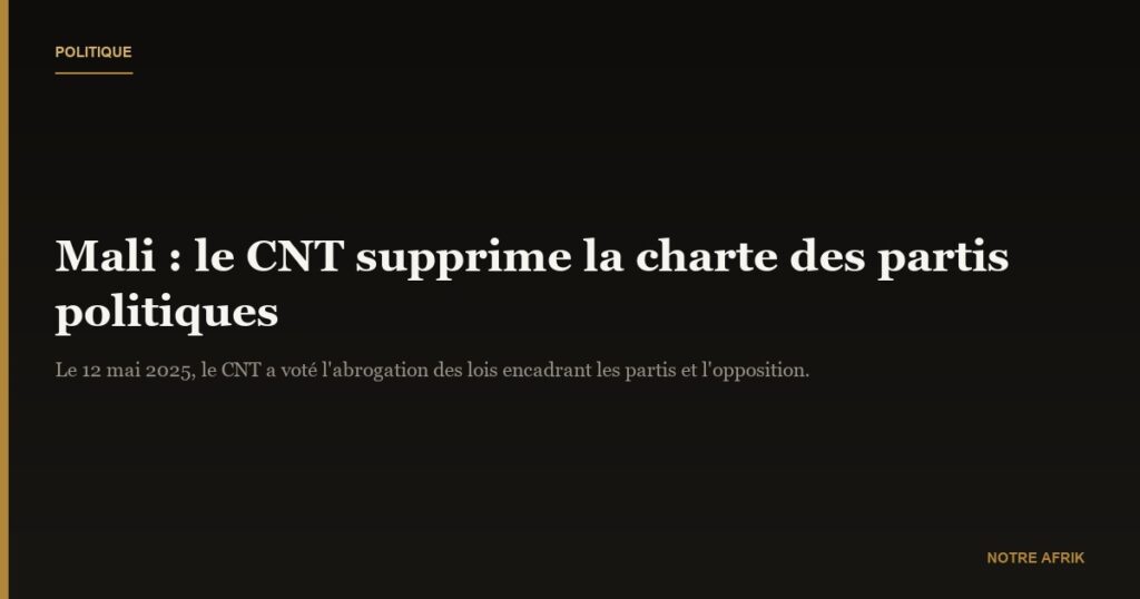 Mali : suppression de la charte qui régit les partis politiques