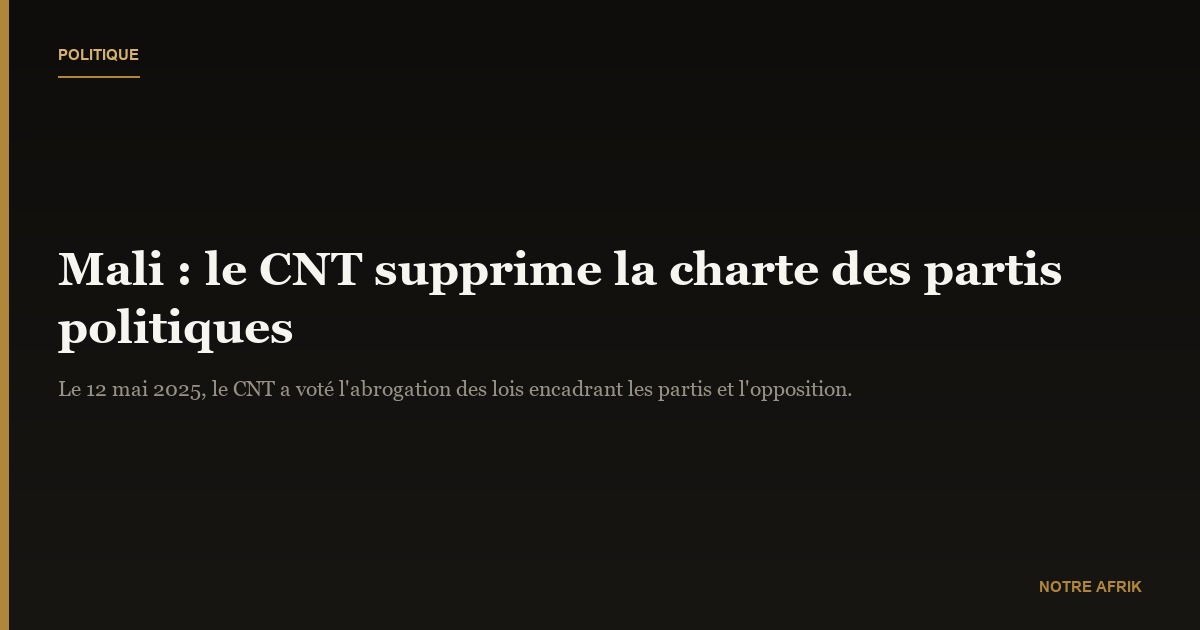 Mali : suppression de la charte qui régit les partis politiques