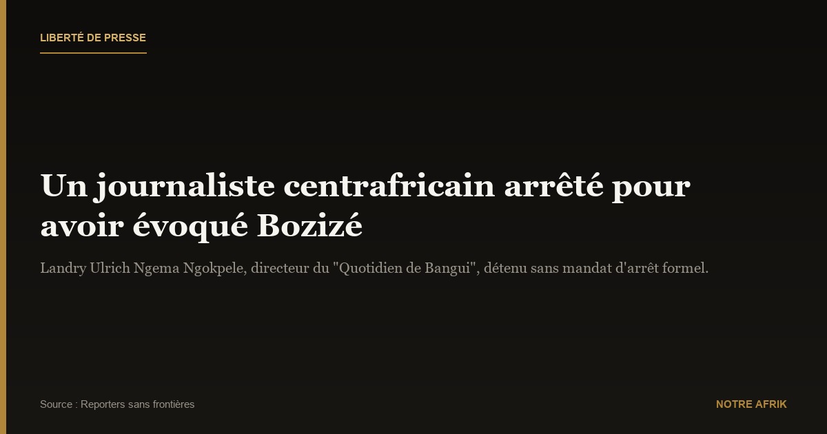 Centrafrique : des journalistes dénoncent l’arrestation d’un des leurs