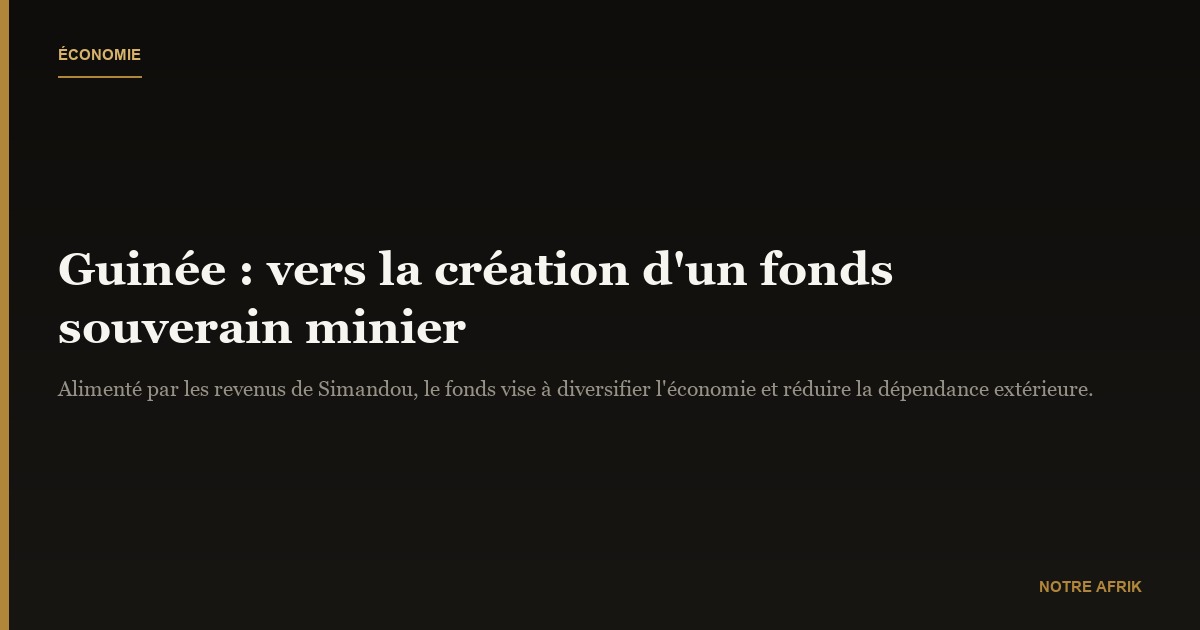 Guinée : vers la création d’un fonds souverain