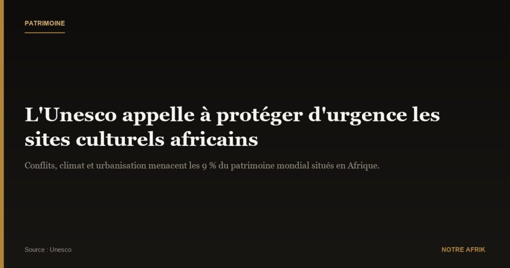 Culture : l’Unesco appelle à préserver d’urgence le patrimoine africain