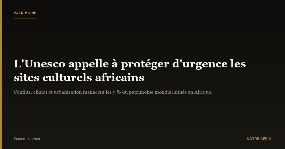 Culture : l’Unesco appelle à préserver d’urgence le patrimoine africain