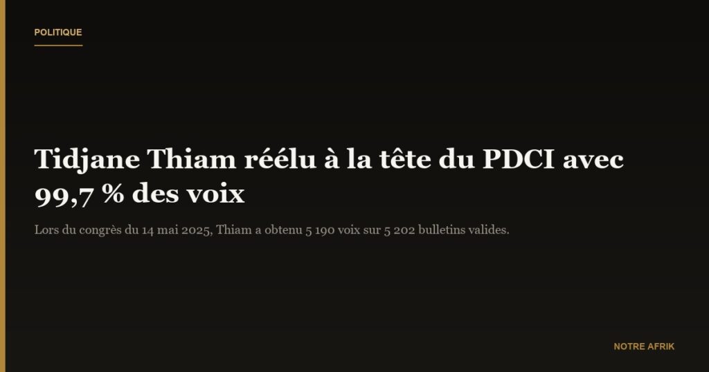 Côte d’Ivoire : Tidjane Thiam réélu à la tête du PDCI