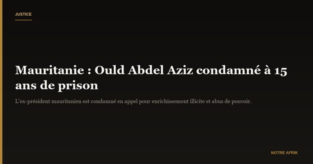 Mauritanie : Mohamed Ould Abdel Aziz écope de 15 ans