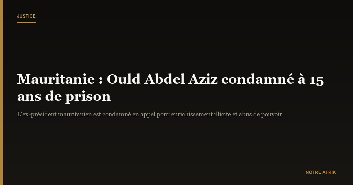 Mauritanie : Mohamed Ould Abdel Aziz écope de 15 ans
