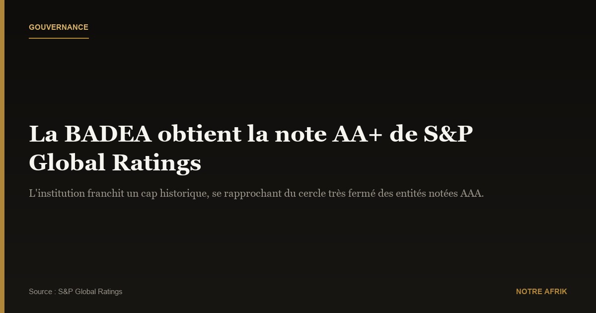 Gouvernance : la BADEA franchit un cap historique avec une note AA+