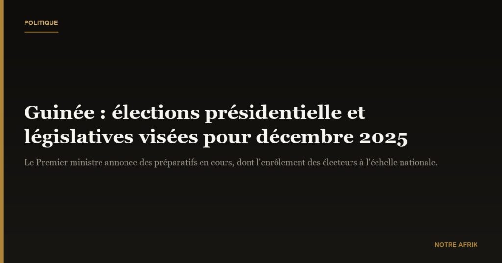 Guinée : les élections présidentielles et législatives prévues pour décembre