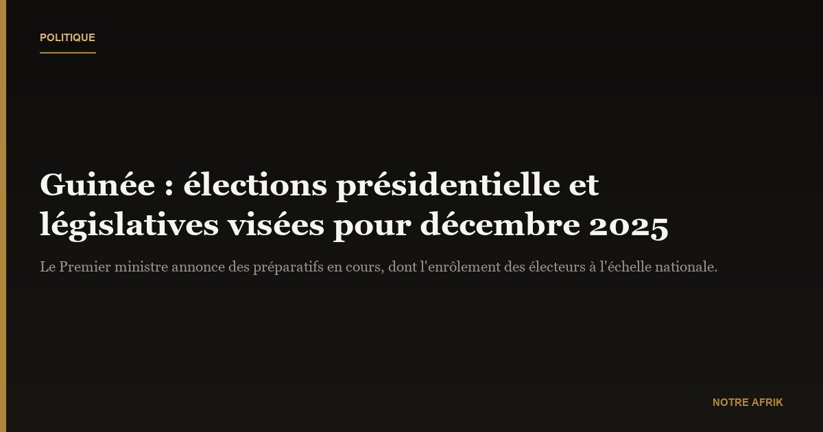Guinée : les élections présidentielles et législatives prévues pour décembre