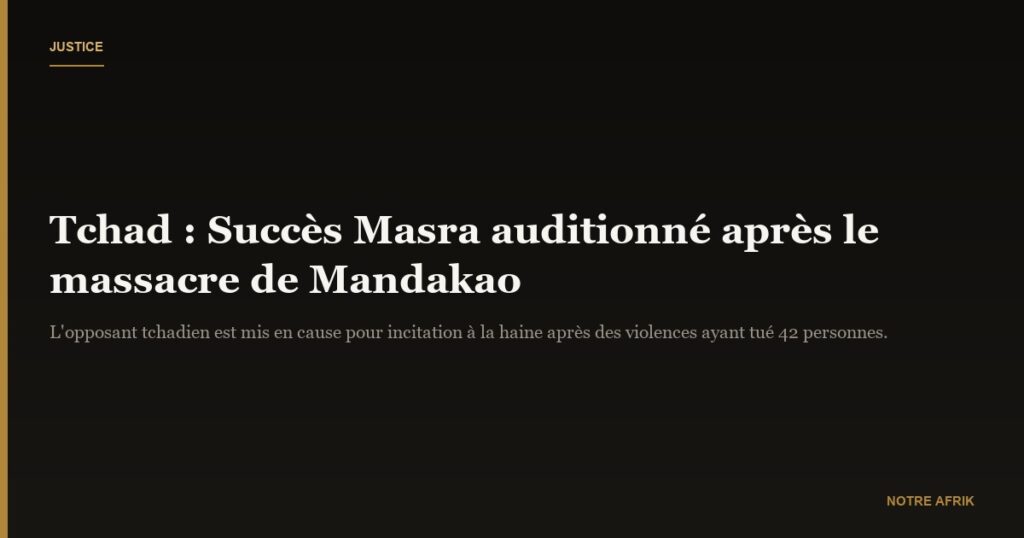 Tchad : Succès Masra auditionné sur le massacre de Mandakao