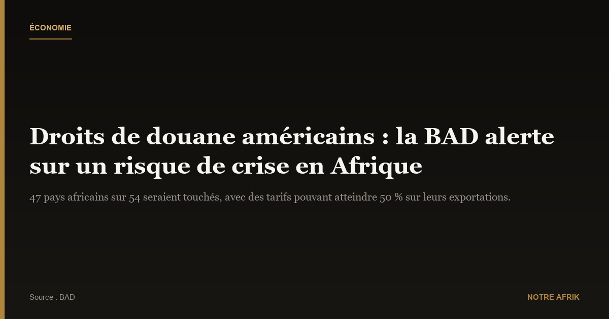 Droits de douane américains : la BAD alerte sur un risque de crise en Afrique