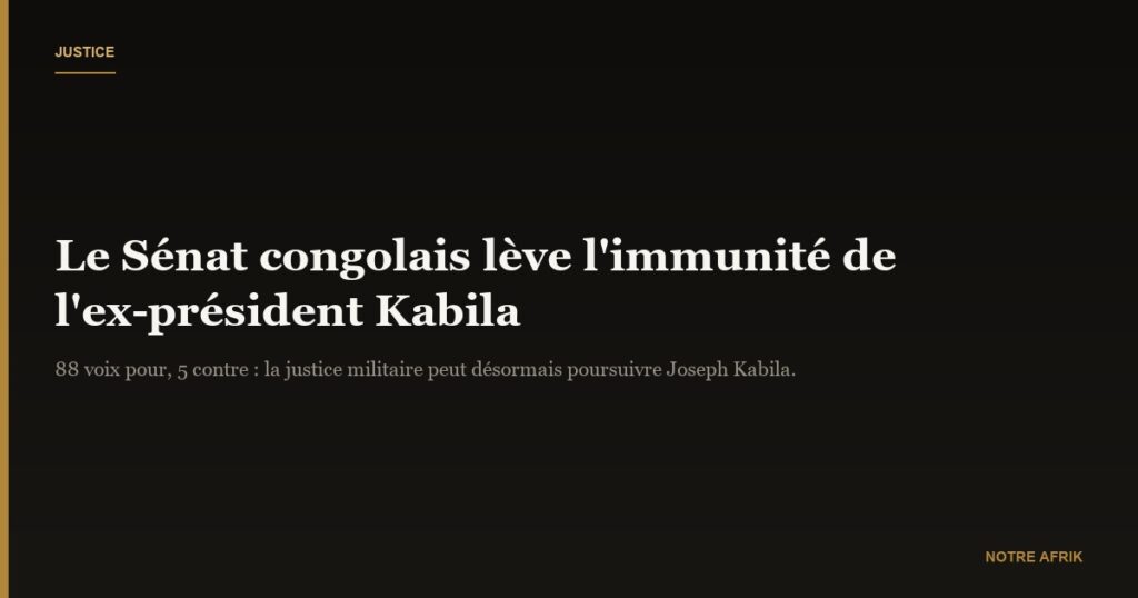 RD Congo: le Sénat lève l'immunité de Joseph Kabila