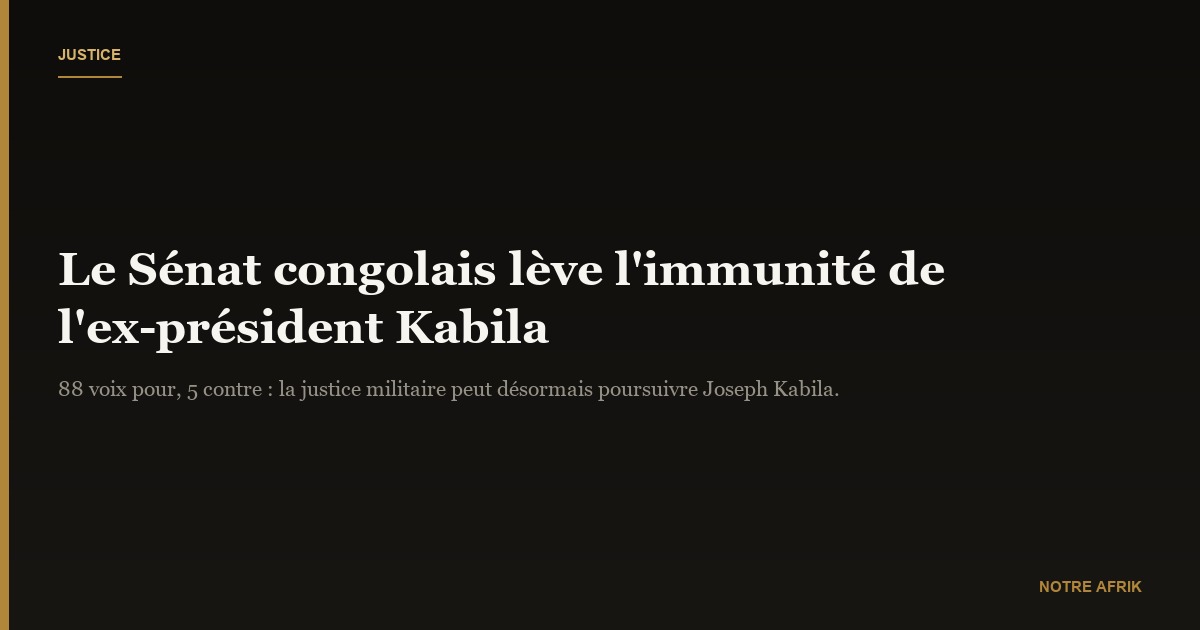 RD Congo: le Sénat lève l'immunité de Joseph Kabila