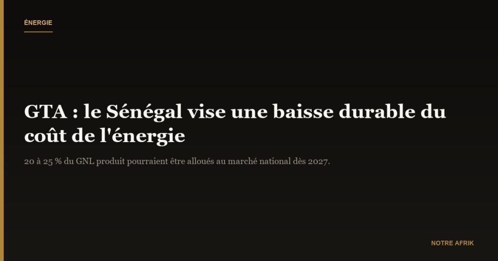 Gaz naturel : le Sénégal table sur GTA pour réduire les coûts d’énergie