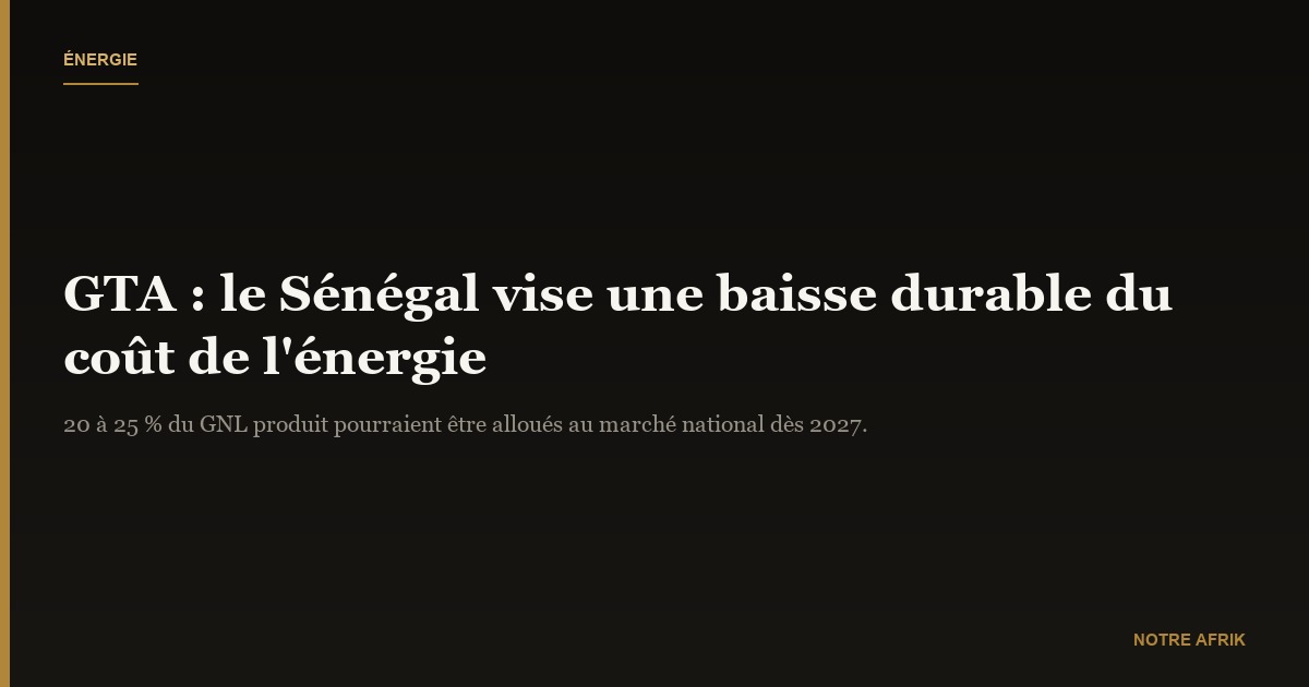 Gaz naturel : le Sénégal table sur GTA pour réduire les coûts d’énergie